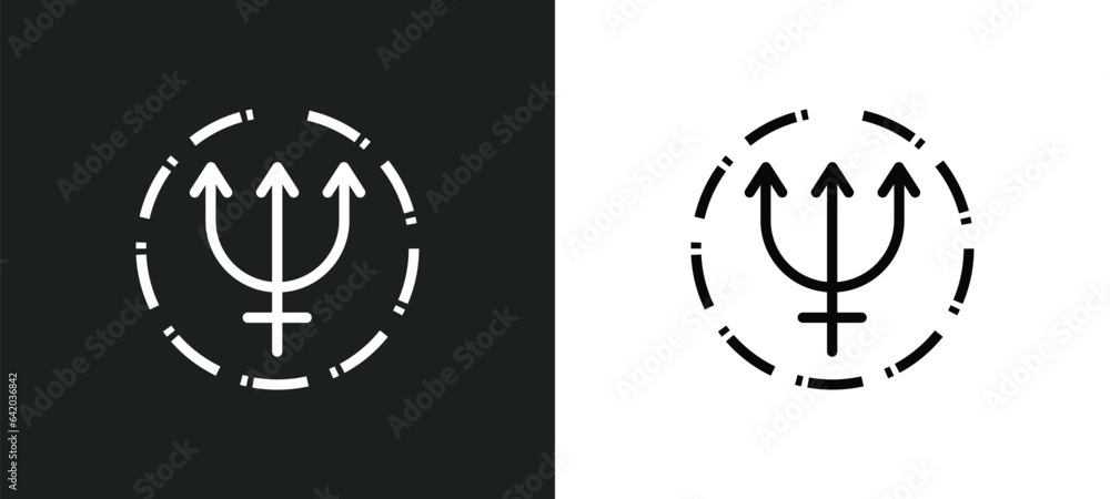 neptune icon isolated in white and black colors. neptune outline vector icon from zodiac collection for web, mobile apps and ui. - obrazy, fototapety, plakaty 