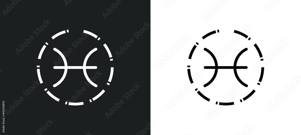 pisces icon isolated in white and black colors. pisces outline vector icon from zodiac collection for web, mobile apps and ui. pisces icon isolated in white and black colors. pisces outline vector icon from zodiac collection for web, mobile apps and ui.