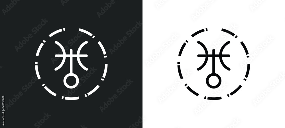 uranus icon isolated in white and black colors. uranus outline vector icon from zodiac collection for web, mobile apps and ui. uranus icon isolated in white and black colors. uranus outline vector icon from zodiac collection for web, mobile apps and ui.
