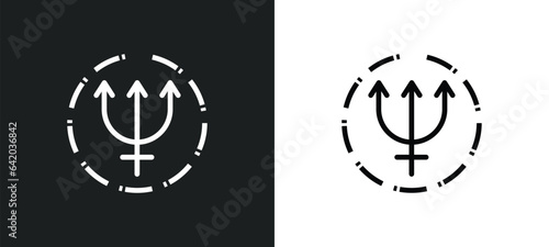 neptune icon isolated in white and black colors. neptune outline vector icon from zodiac collection for web, mobile apps and ui.