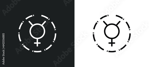 mercury icon isolated in white and black colors. mercury outline vector icon from zodiac collection for web, mobile apps and ui.