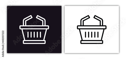 duty free basket icon isolated in white and black colors. duty free basket outline vector icon from airport terminal collection for web, mobile apps and ui.