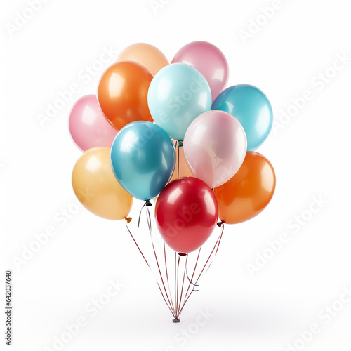 Colorful balloons isolated on white, ai technology