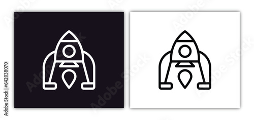 lander icon isolated in white and black colors. lander outline vector icon from astronomy collection for web, mobile apps and ui.