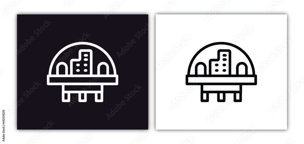 space colony icon isolated in white and black colors. space colony outline vector icon from astronomy collection for web, mobile apps and ui.