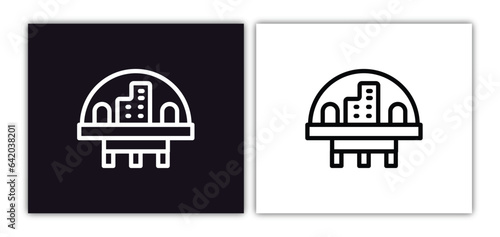 space colony icon isolated in white and black colors. space colony outline vector icon from astronomy collection for web, mobile apps and ui.