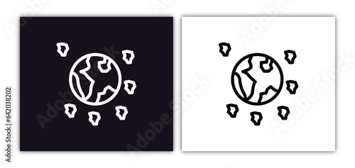 space junk icon isolated in white and black colors. space junk outline vector icon from astronomy collection for web, mobile apps and ui.