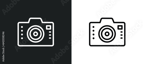 dslr camera icon isolated in white and black colors. dslr camera outline vector icon from cinema collection for web, mobile apps and ui.