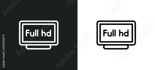 4k fullhd icon isolated in white and black colors. 4k fullhd outline vector icon from cinema collection for web, mobile apps and ui.