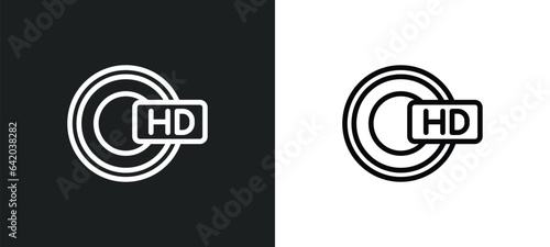 hd dvd icon isolated in white and black colors. hd dvd outline vector icon from cinema collection for web, mobile apps and ui.