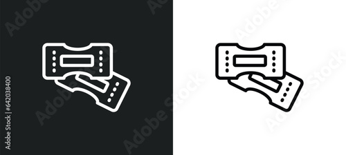 tickets icon isolated in white and black colors. tickets outline vector icon from cinema collection for web, mobile apps and ui.