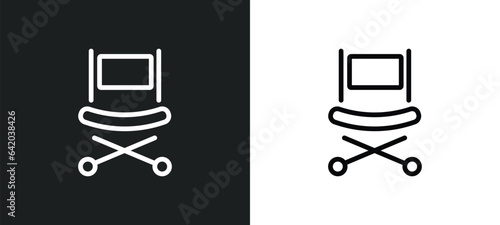 director film chair icon isolated in white and black colors. director film chair outline vector icon from cinema collection for web, mobile apps and ui.