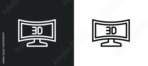 3 dimension screen icon isolated in white and black colors. 3 dimension screen outline vector icon from cinema collection for web, mobile apps and ui.