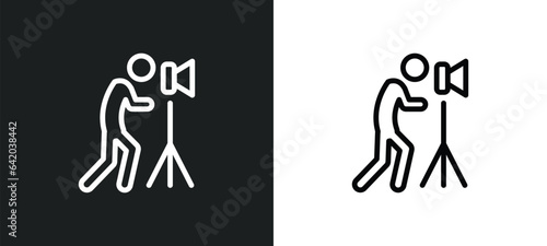 cameraman icon isolated in white and black colors. cameraman outline vector icon from cinema collection for web, mobile apps and ui.