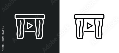 cinema screen icon isolated in white and black colors. cinema screen outline vector icon from cinema collection for web  mobile apps and ui.