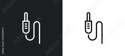 audio jack icon isolated in white and black colors. audio jack outline vector icon from electrian connections collection for web, mobile apps and ui.