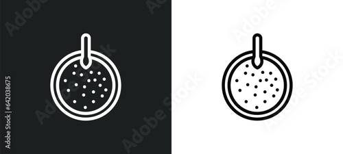 black sesame soup icon isolated in white and black colors. black sesame soup outline vector icon from food and restaurant collection for web, mobile apps and ui.