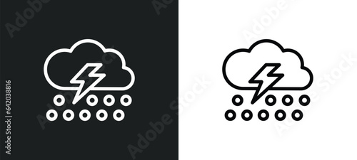 thunder storm icon isolated in white and black colors. thunder storm outline vector icon from meteorology collection for web, mobile apps and ui.