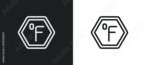 farenheit icon isolated in white and black colors. farenheit outline vector icon from meteorology collection for web, mobile apps and ui. photo
