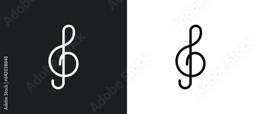 treble clef icon isolated in white and black colors. treble clef outline vector icon from music and media collection for web, mobile apps and ui.