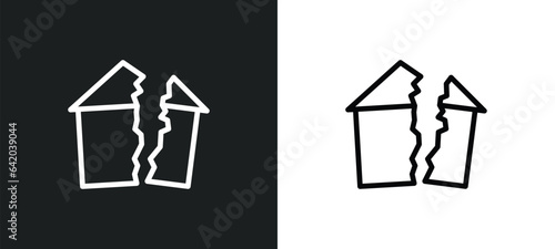 damaged icon isolated in white and black colors. damaged outline vector icon from nature collection for web, mobile apps and ui.