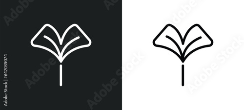 ginkgo icon isolated in white and black colors. ginkgo outline vector icon from nature collection for web, mobile apps and ui.