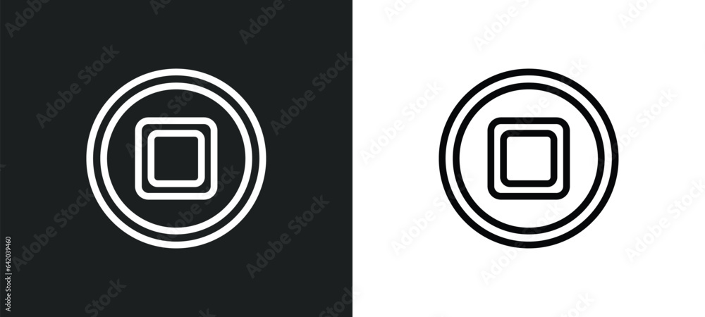 round stop button icon isolated in white and black colors. round stop button outline vector icon from shapes collection for web, mobile apps and ui.