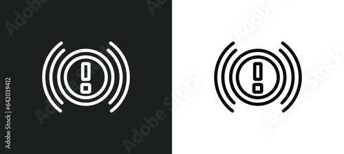 brake system warning icon isolated in white and black colors. brake system warning outline vector icon from shapes collection for web, mobile apps and ui. photo