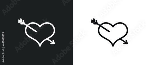 heart pierced by an arrow icon isolated in white and black colors. heart pierced by an arrow outline vector icon from shapes collection for web, mobile apps and ui.