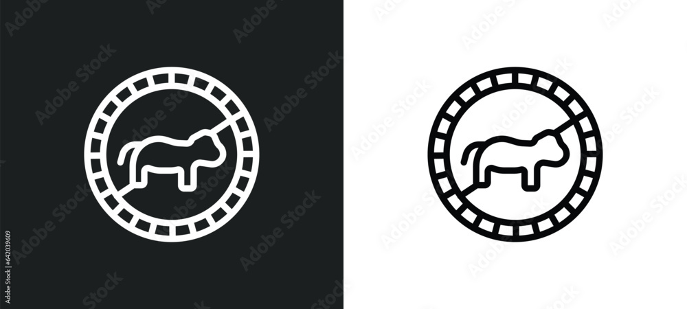 no pets icon isolated in white and black colors. no pets outline vector icon from signs collection for web, mobile apps and ui.