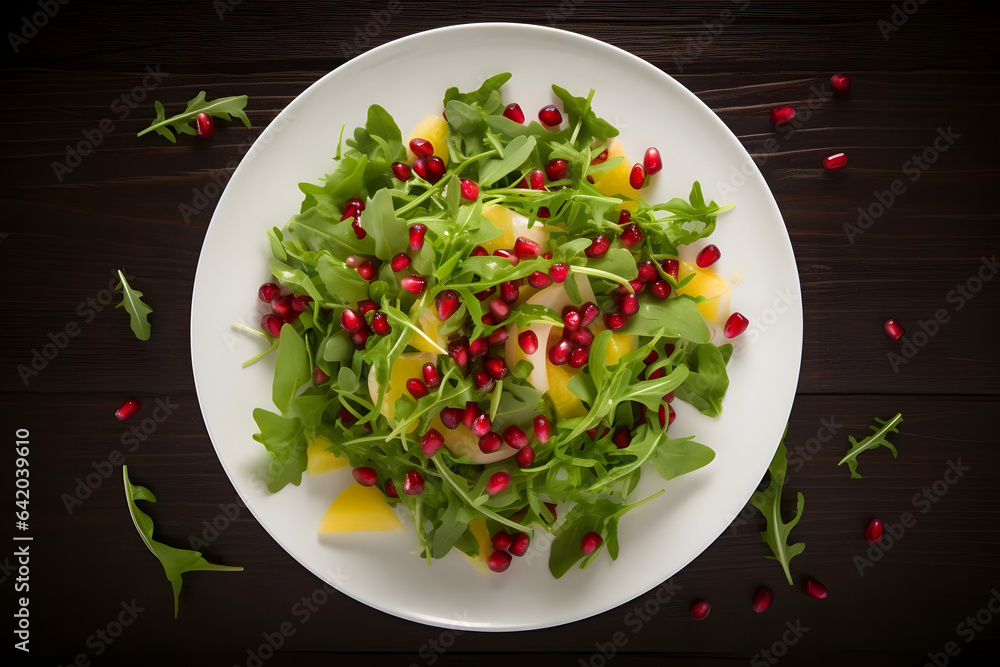 Pomegranate Arugula Salad, vibrant fruity mix Pomegranate Arugula Salad, vibrant fruity mix