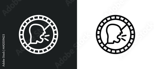 no shouting icon isolated in white and black colors. no shouting outline vector icon from signs collection for web, mobile apps and ui.