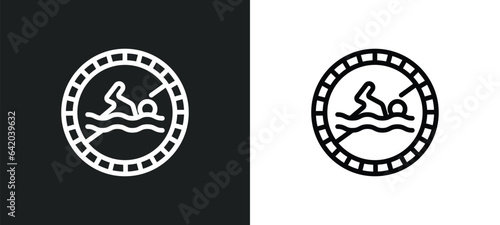 no swimming icon isolated in white and black colors. no swimming outline vector icon from signs collection for web, mobile apps and ui.
