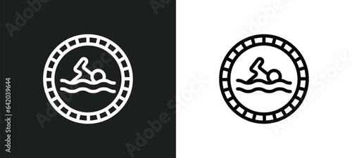 swimming icon isolated in white and black colors. swimming outline vector icon from signs collection for web, mobile apps and ui.