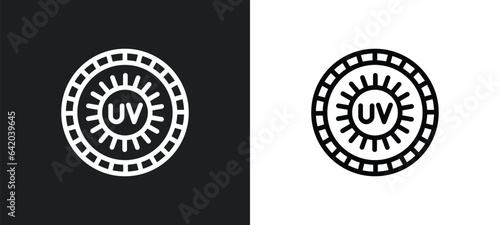 uv ray warning icon isolated in white and black colors. uv ray warning outline vector icon from signs collection for web, mobile apps and ui.