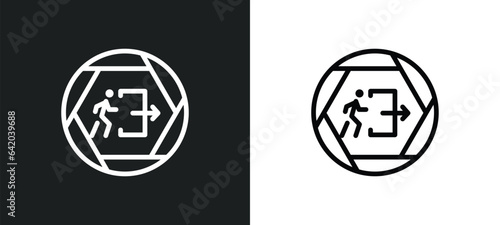 emergency exit icon isolated in white and black colors. emergency exit outline vector icon from signs collection for web, mobile apps and ui.