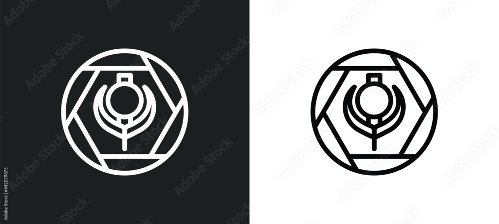 khanda icon isolated in white and black colors. khanda outline vector icon from signs collection for web, mobile apps and ui. khanda icon isolated in white and black colors. khanda outline vector icon from signs collection for web, mobile apps and ui.