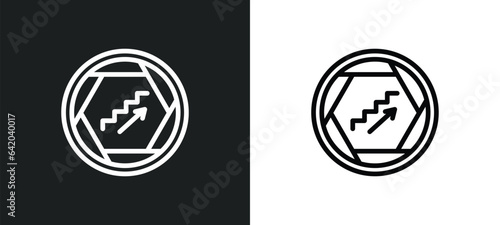 ascending stairs icon isolated in white and black colors. ascending stairs outline vector icon from signs collection for web, mobile apps and ui.