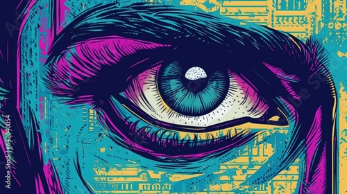 Close-up illustration of the human eye. Fantasy concept , Illustration painting.