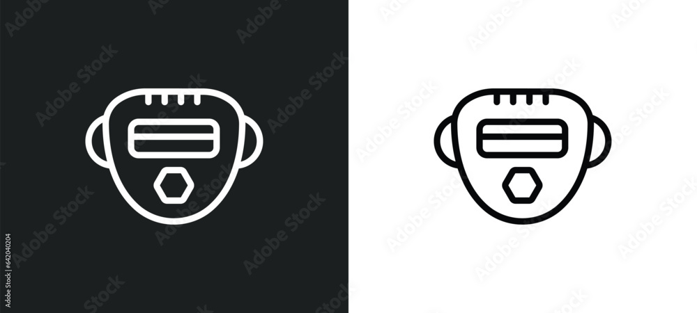Obraz premium face shield icon isolated in white and black colors. face shield outline vector icon from technology collection for web, mobile apps and ui.