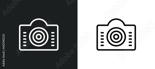 photograph camera icon isolated in white and black colors. photograph camera outline vector icon from technology collection for web, mobile apps and ui.