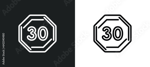 speed limit icon isolated in white and black colors. speed limit outline vector icon from traffic signs collection for web, mobile apps and ui. © Premium Art