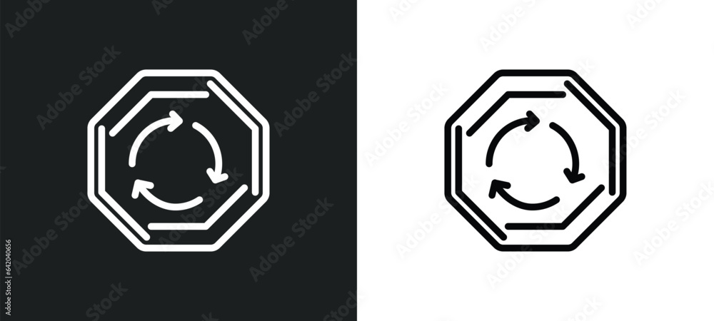 roundabout icon isolated in white and black colors. roundabout outline vector icon from traffic signs collection for web, mobile apps and ui. roundabout icon isolated in white and black colors. roundabout outline vector icon from traffic signs collection for web, mobile apps and ui.