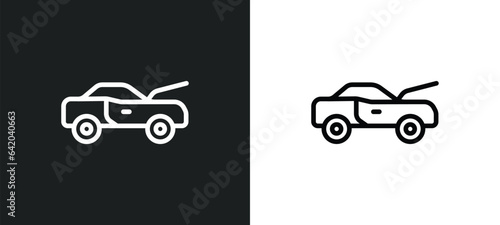 hood open icon isolated in white and black colors. hood open outline vector icon from user collection for web, mobile apps and ui.