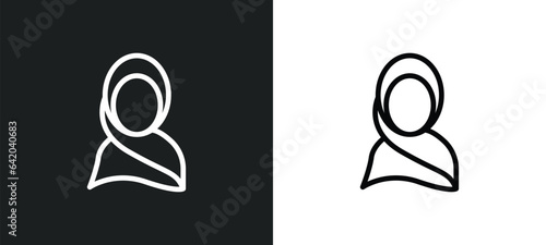 muslim woman icon isolated in white and black colors. muslim woman outline vector icon from user collection for web, mobile apps and ui.