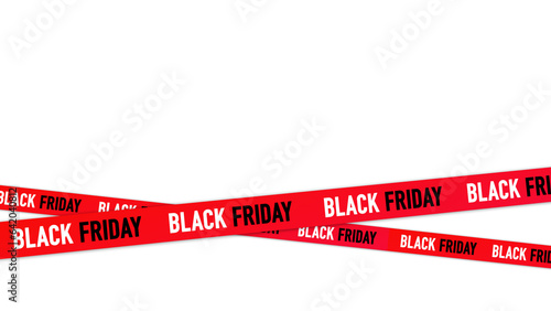 Black Friday Sale red crossed ribbons. Sale Design Concept with Copy Space