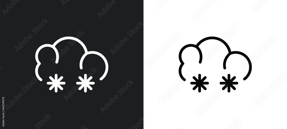 snow cloud icon isolated in white and black colors. snow cloud outline vector icon from weather collection for web, mobile apps and ui.