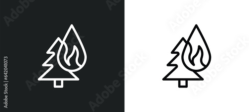 wildfire icon isolated in white and black colors. wildfire outline vector icon from weather collection for web, mobile apps and ui.