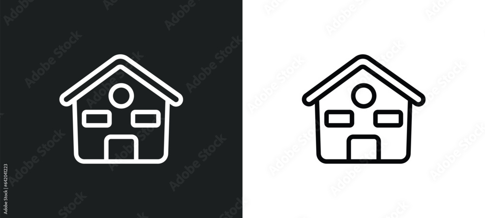 chalet icon isolated in white and black colors. chalet outline vector icon from winter collection for web, mobile apps and ui. chalet icon isolated in white and black colors. chalet outline vector icon from winter collection for web, mobile apps and ui.