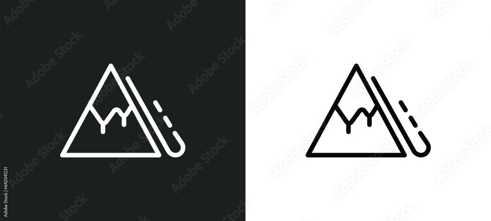 avalanche icon isolated in white and black colors. avalanche outline vector icon from winter collection for web, mobile apps and ui. avalanche icon isolated in white and black colors. avalanche outline vector icon from winter collection for web, mobile apps and ui.
